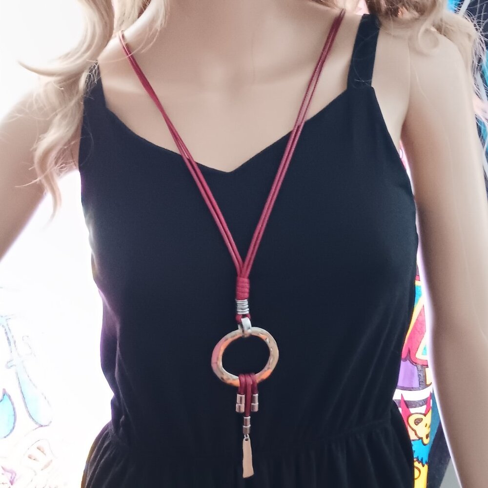 Leather Necklace with Earrings